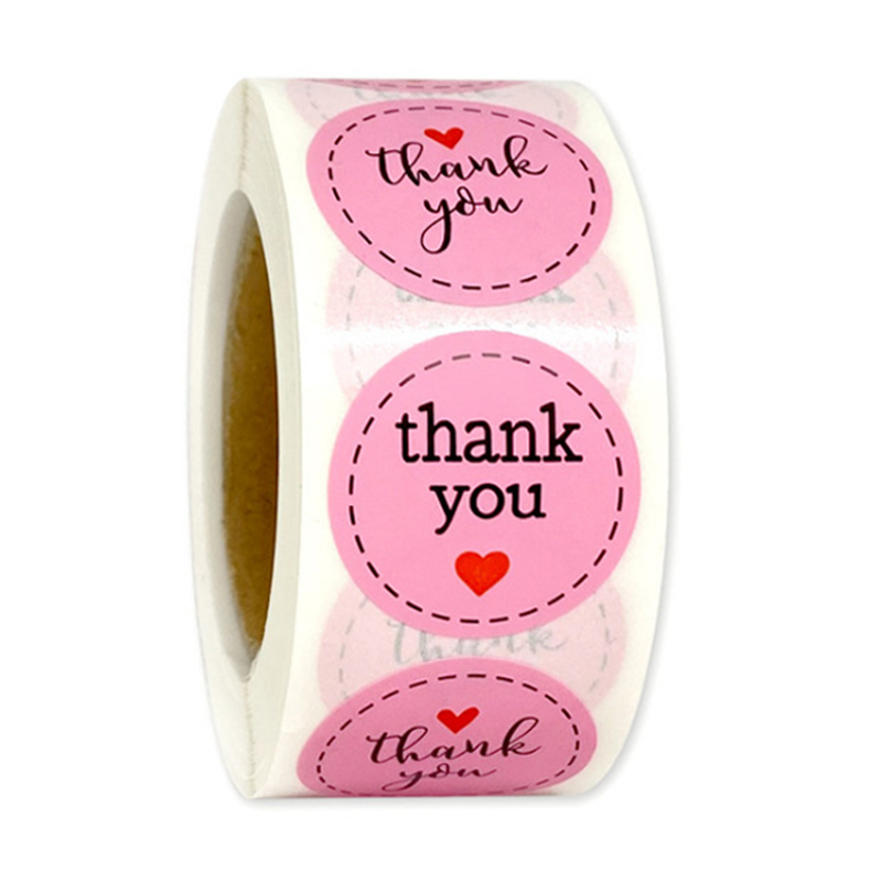 Custom Round Pink Thank You Stickers For Supporting My Small Business with Fashion Style