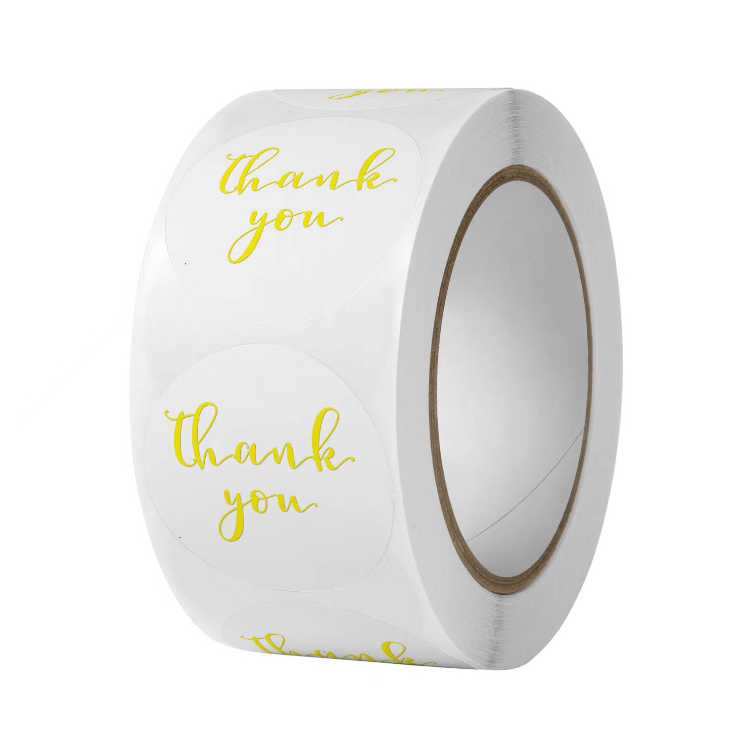 2023 Cheap Roll Logo Printing Thank You Stickers Gold Color Adhesive Packaging Label Sticker