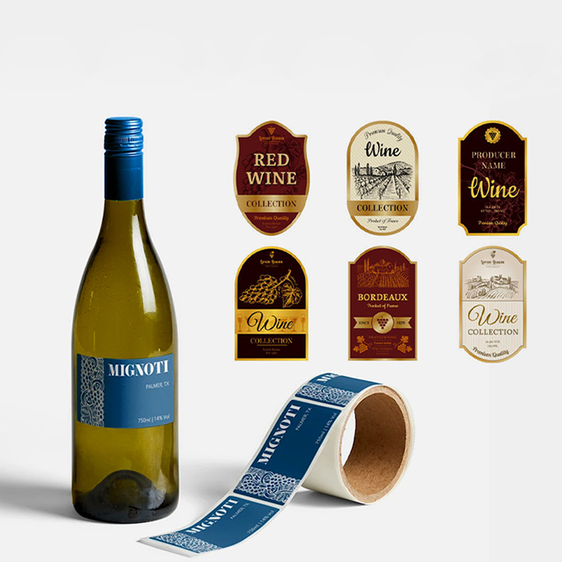 Luxury Custom Waterproof Adhesive Private Logo Red Wine Sticker Label