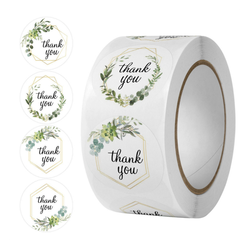 Best Sale 500 pcs 2.5cm 1 inch Roll Self Adhesive Label Christmas Thank You Sticker