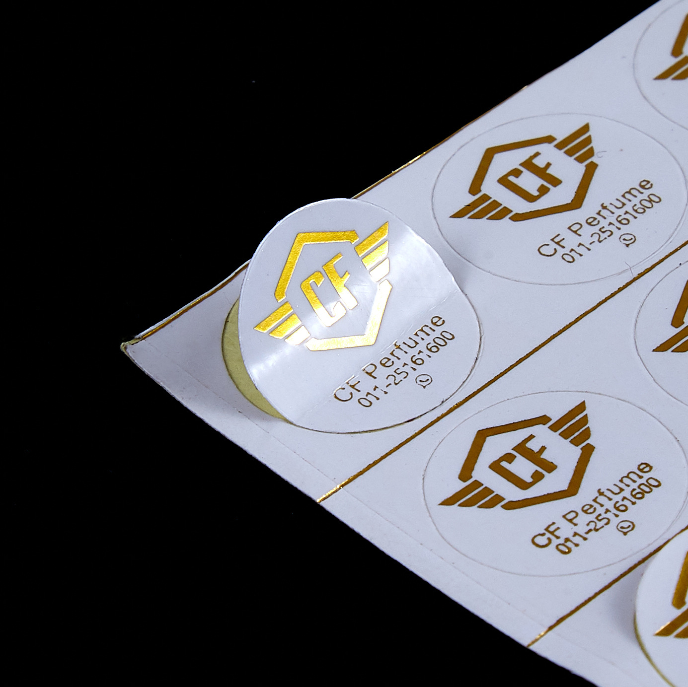 Print Circle Transparent Gold Logo Perfume Adhesive Sticker
