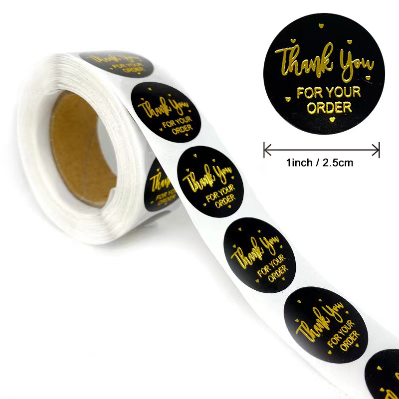 Custom Adhesive Round Sticker Printing Roll Personalised Self Adhesive Thank you Gift Sticker Labels