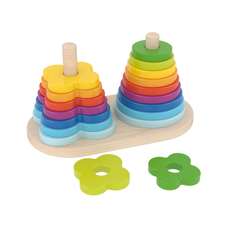 Double Rainbow Stacker | Wooden Ring Set | Toddler Game