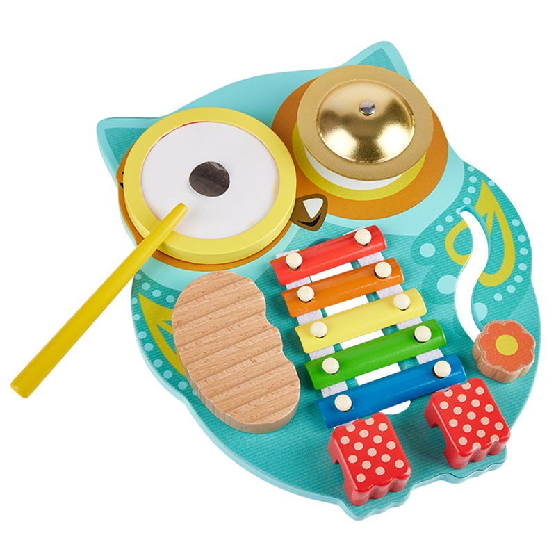 Little Room Wooden kids Board Amazon Hot Montessori Early Education Unlock Toy Multi-Function Music Toy Owl Mini Music Band