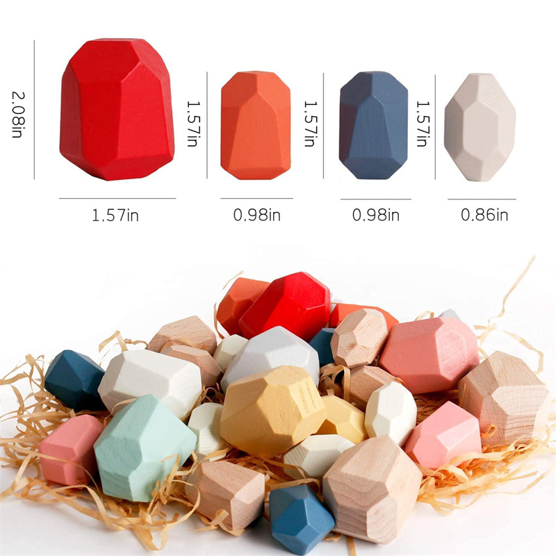  Little room Various Precious Good Quality Stacking Building Puzzles Educational Toy Colorless Balancing Games Blocks Wooden Stacking Stones