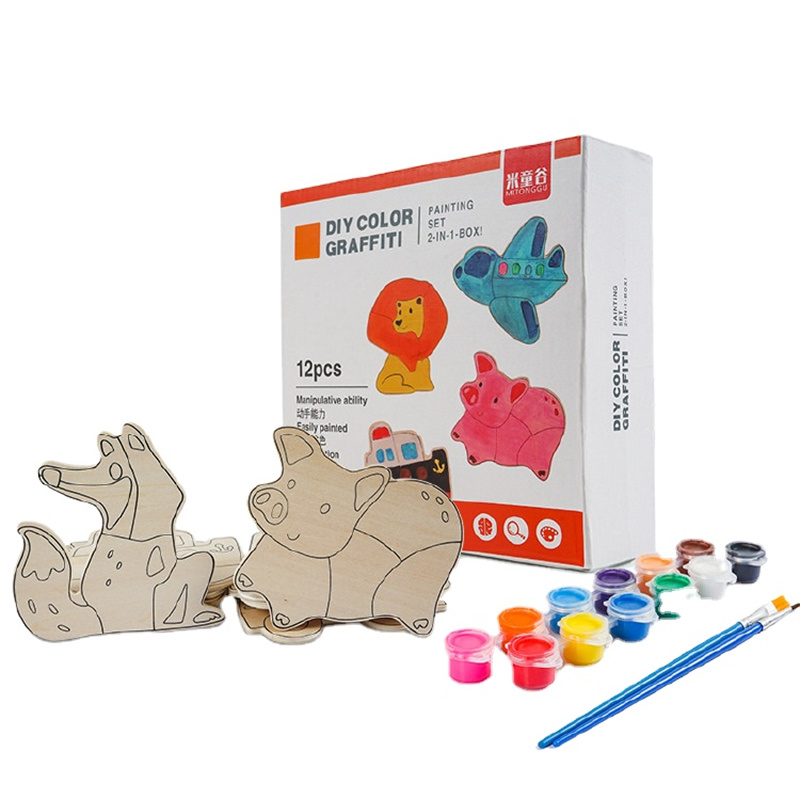 Little Room DIY Handmade 3D custom game educational Graffiti Wooden Toy Diy Color Graffiti Toys For Kids jigsaw wood