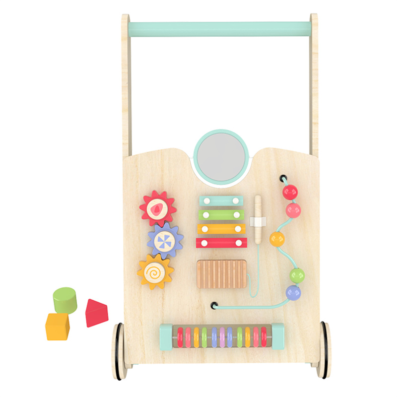 Little Wooden Batch Order Baby Multifunctional Music Learning Building Block Play Trolley Wooden Activity Walker for babies
