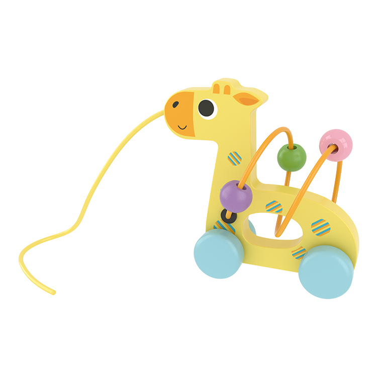  Little Room Giraffe Beads Pull-Along | Wooden Animal Pull Toddler Toy | Sliding Beads