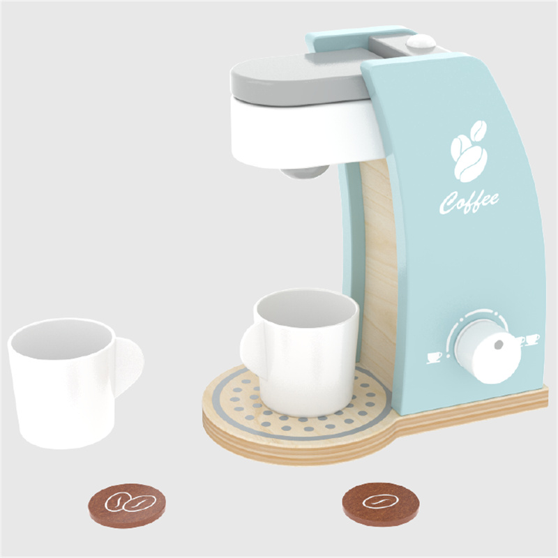Little Room Wooden Coffee Maker Machine Solid Pretend Eco-Friendly Cook 'n Serve Wood Kitchen Children Toys