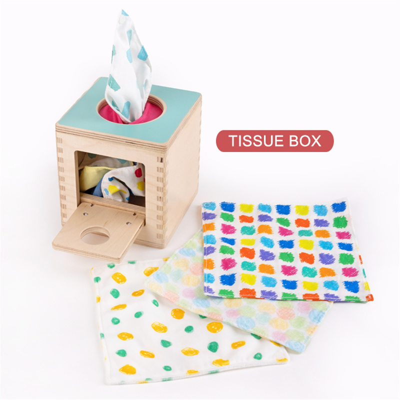Little Room Tissue Baby Learning Montessori Eco Spinning Magic Newborn Storage Educational Wooden Toy Brown Box For Play Kits Wood Montesori