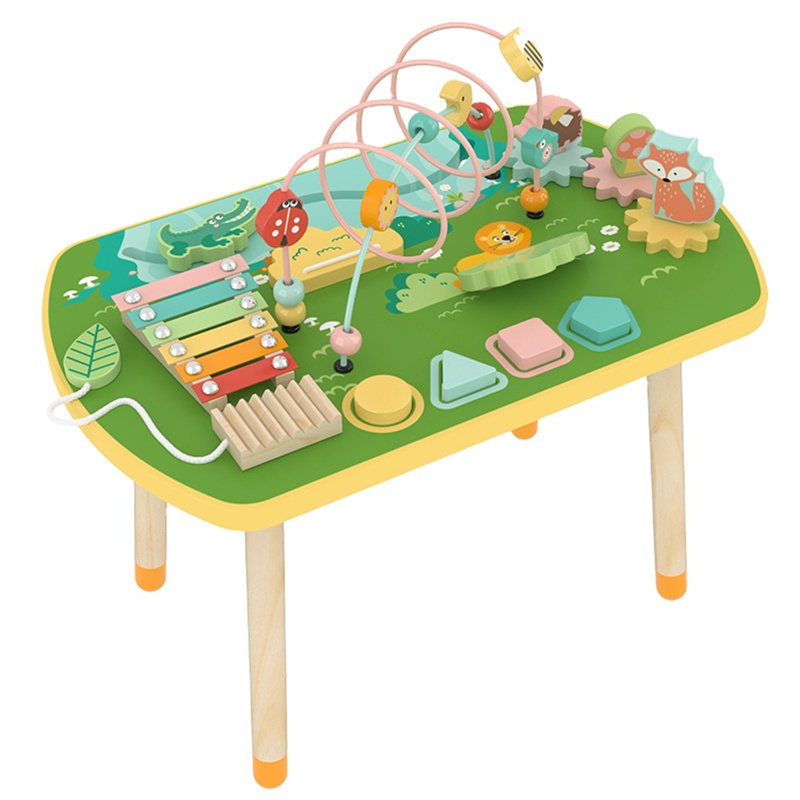 Little Room New Wooden Activity Table Children Multi-Function Game Desktop Baby Interactive Painting Building Block Kids Wood Play Table