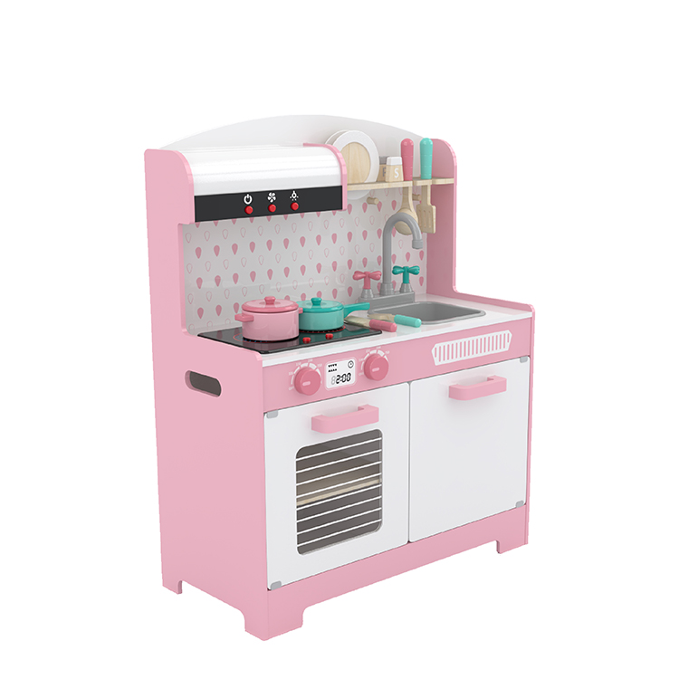 Little Room Pink Kitchen Playset |Wooden Realistic Play Kitchen with Lights &amp; Sounds, Electric Stoves, Oven, Kitchen Cabinet |3 Years and Up