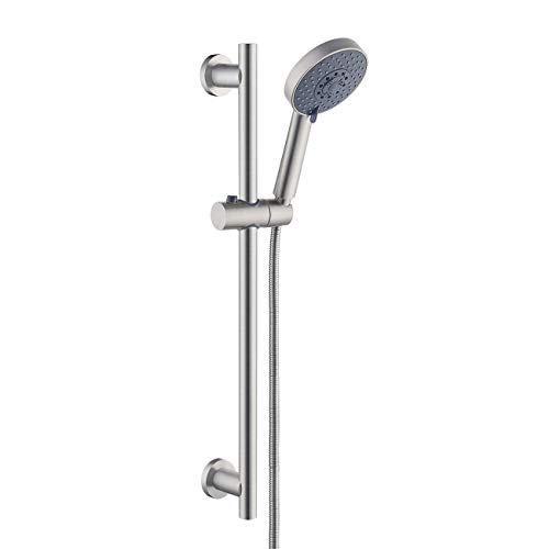 Hand Held Shower With Slide Bar Brushed Nickel C Series Pressure Balanced Shower System With Multi Function Shower Head Hand Shower Slide Bar And Valve Trim Rough In Included Best Handheld Shower Head  casuallavish.com