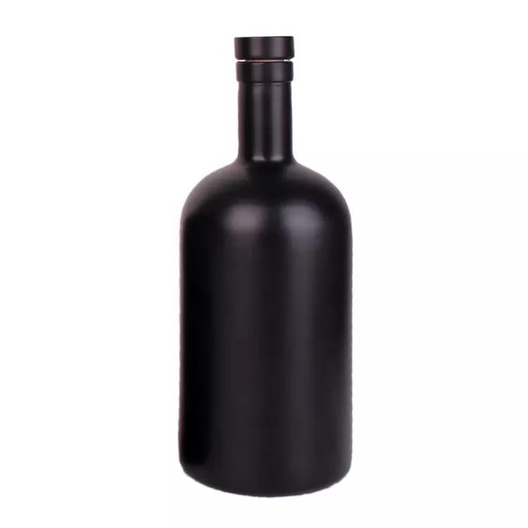 1000ml matte black thick bottom glass wine bottle vodka bottle with stopper