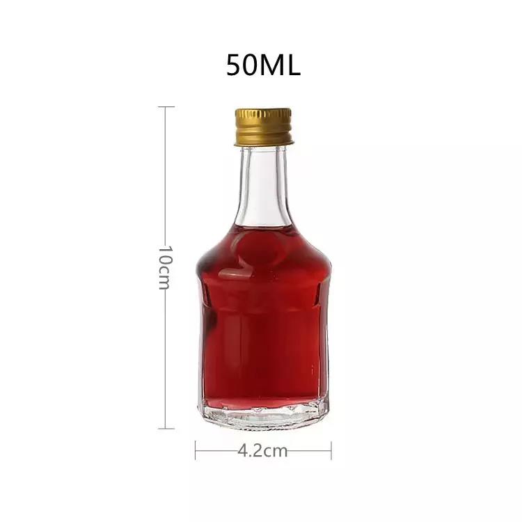 50ml (2oz) Flint (Clear) Round Shape Small Spirits Glass Bottle With Aluminum Cap