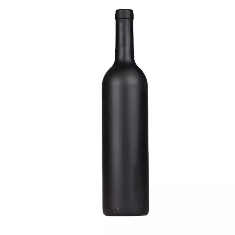 750ml Black Matte Coated Glass Red Wine Bottles