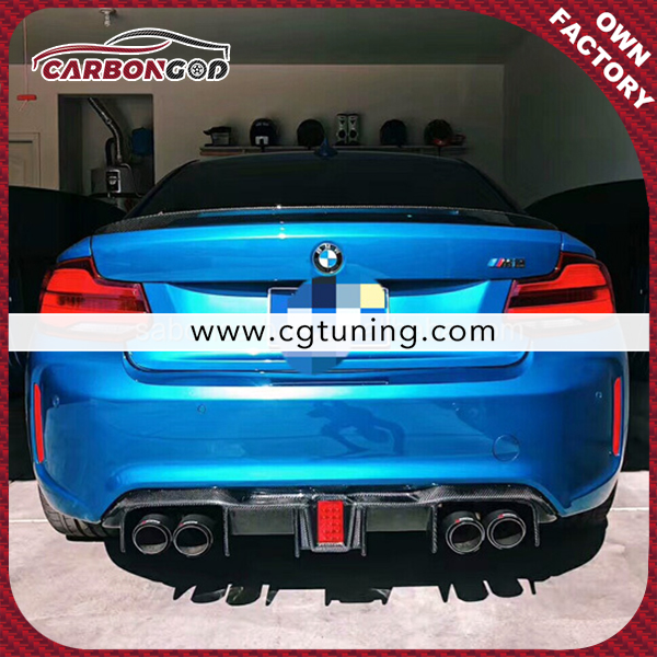 With LED Light DT style Carbon Fiber Rear Bumper Diffuser Lip For BMW F87 M2  M2 competition 2015+