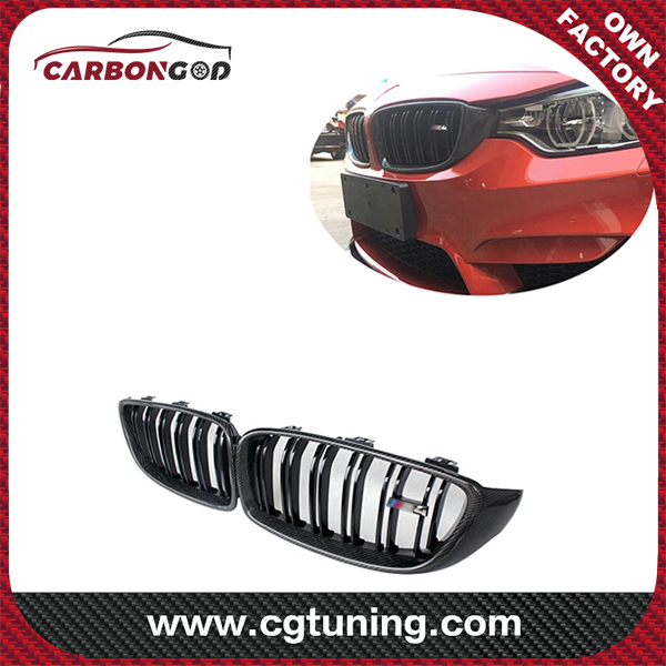 For BMW F32 F33 F36 F80 F82 F83 Double slot Carbon Fiber Front Grille Grid