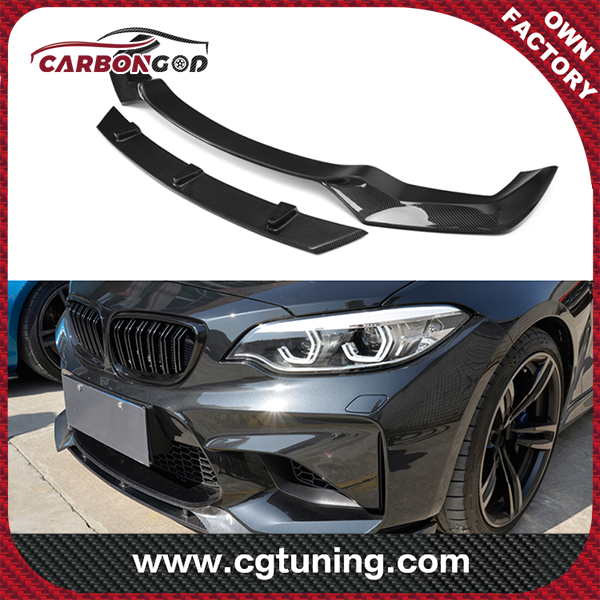 Real Carbon Fiber Front Bumper Lip Spoiler Splitters for BMW F87 M2 Coupe 2D 2014 - 2018 Front Bumper VS Styling