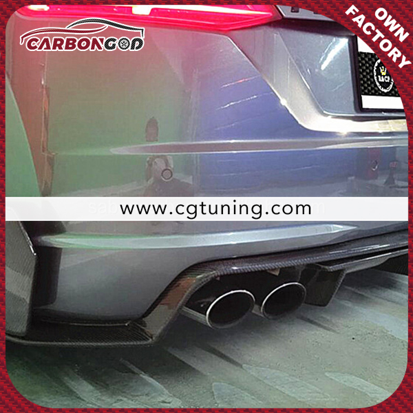 TTS / TTRS MK3 Rear Diffuser Spoiler Carbon Fiber Rear Bumper Lip Diffuser with Side Splitter Spats Panel For Audi  2015-19