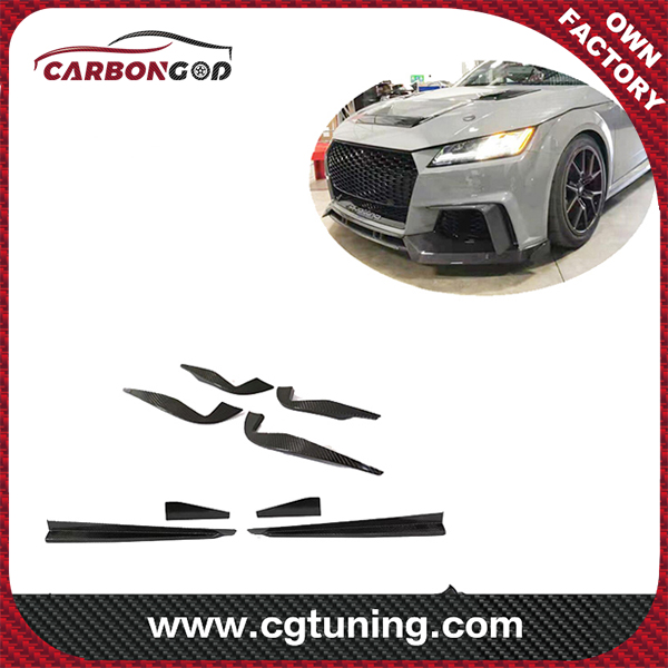 For 15-19 Audi TTS/TTRS MK3 Carbon Fiber Front Bumper Lip Spoiler Side Splitter Canards