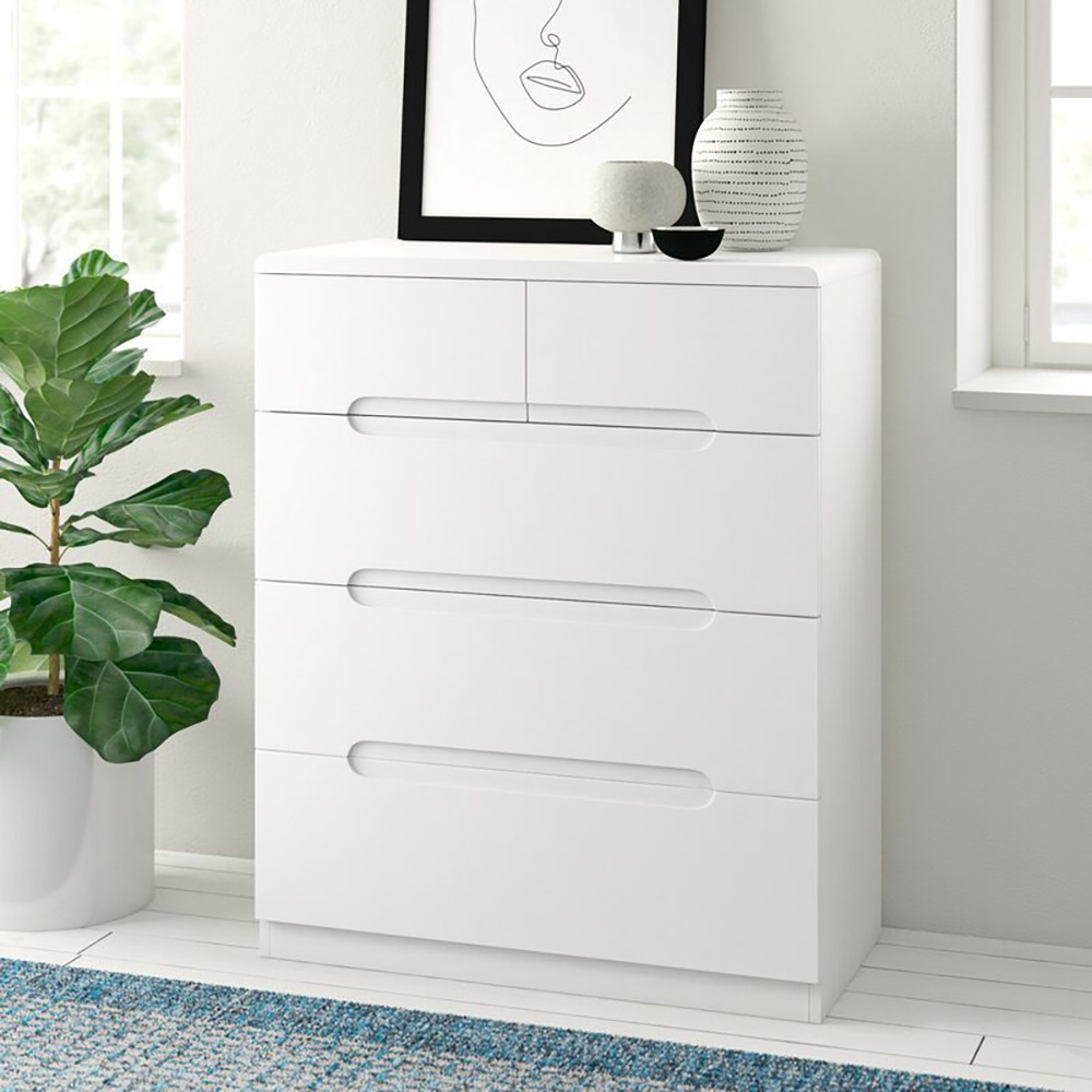 HF-WF210826 Wholesale Modern Bedroom Furniture 5 Drawers Chest Storage Dresser Cabinet