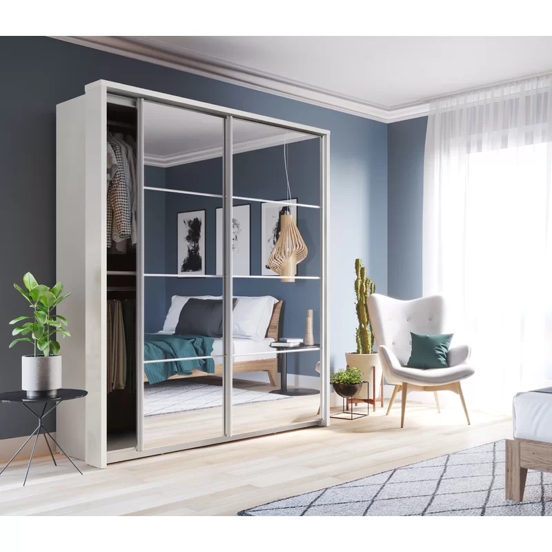 Wholesale Modern Mirror Design Bedroom Furniture Laminated MDF Wardrobe 