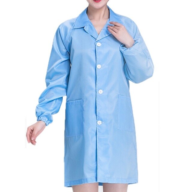  China Manufacturer 5mm Stripe/Grid ESD Anti Static Gown for Factory Use/ cleanroom ESD Gown