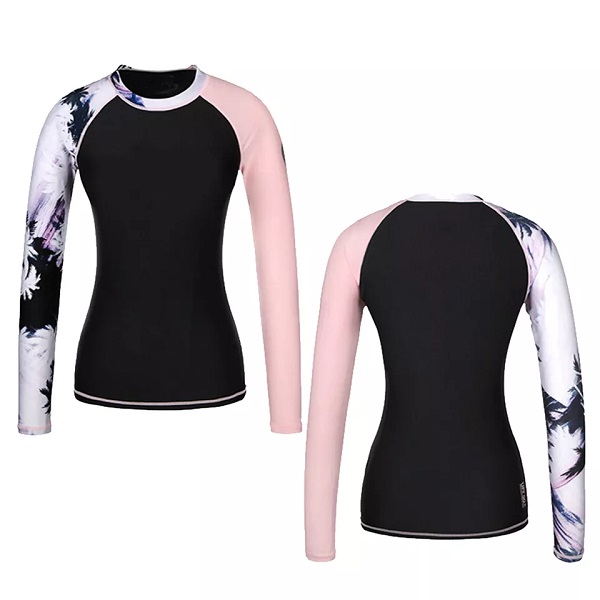New Women's Rash Protection Beach Long-Sleeve Surfing Swim Top Water Sports Gym Diving Suit Quick-Drying UPF50+