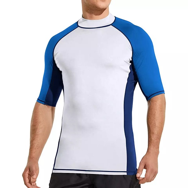 Men's Rash Guard Swim Shirts, UPF 50+ Quick Dry Mid/Short Sleeve Swimming Shirt, UV/SPF Water Surf Shirts