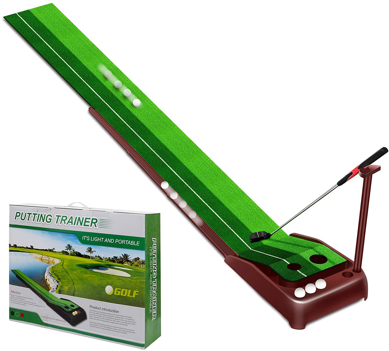 Indoor outdoor swing professional trainer training auto ball return function golf putting mat