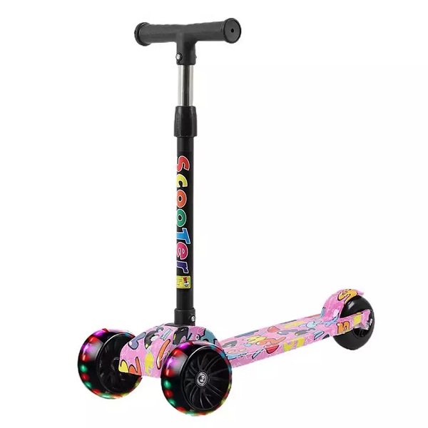 Adjustable Height Skateboard Child Scooter Foldable Kids Kick Scooter With LED Light Outdoor Kids Foot Scooter