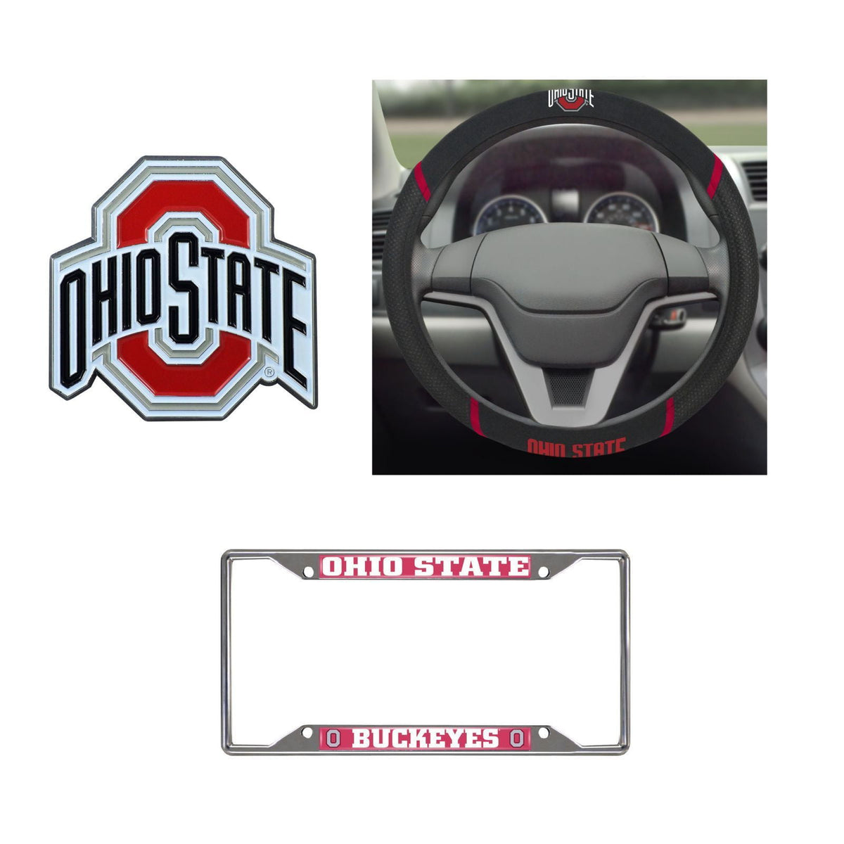 Ohio State Buckeyes License Plate Laser Tag Cut Silver
 Conleysportsfans