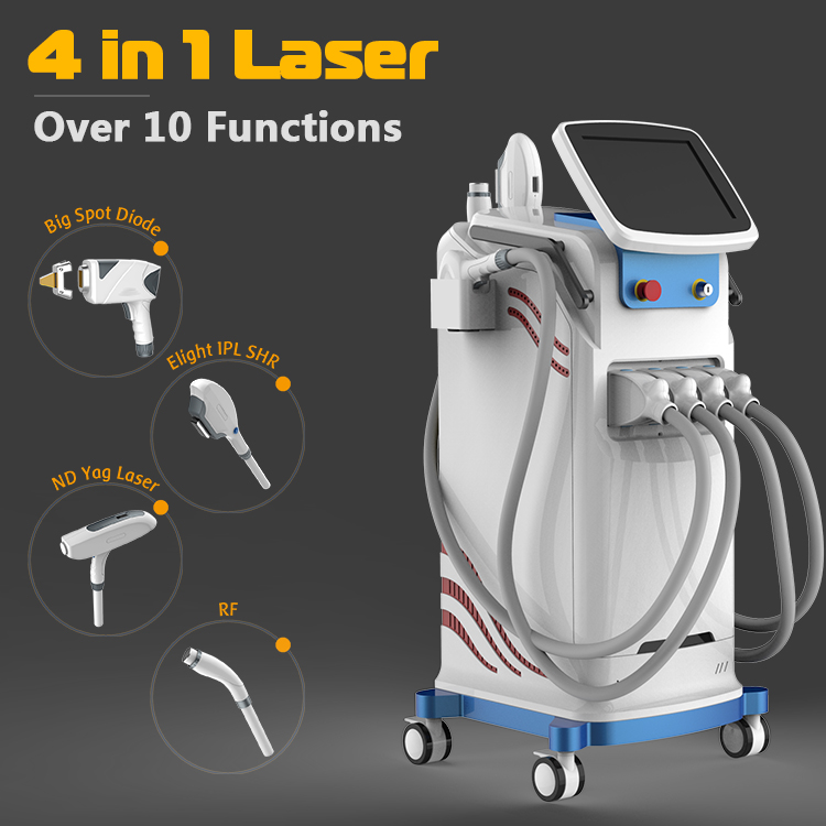 STE Beijing Stelle Laser 4 handle machine big spot diode Tattoo remove Nd Yag  IPL RF ALL in 1