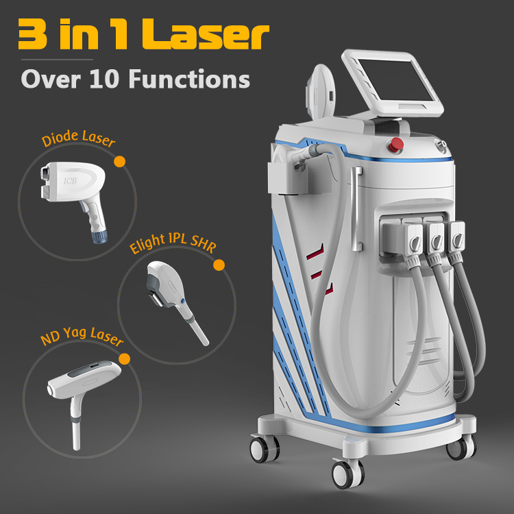 factory price 3 in 1 ipl elos laser diode laser 808 nm triple wave diode laser hair removal machine brother color laser ani and alex q switched nd yag laser elos iplmultifunction beauty machine for salon spa