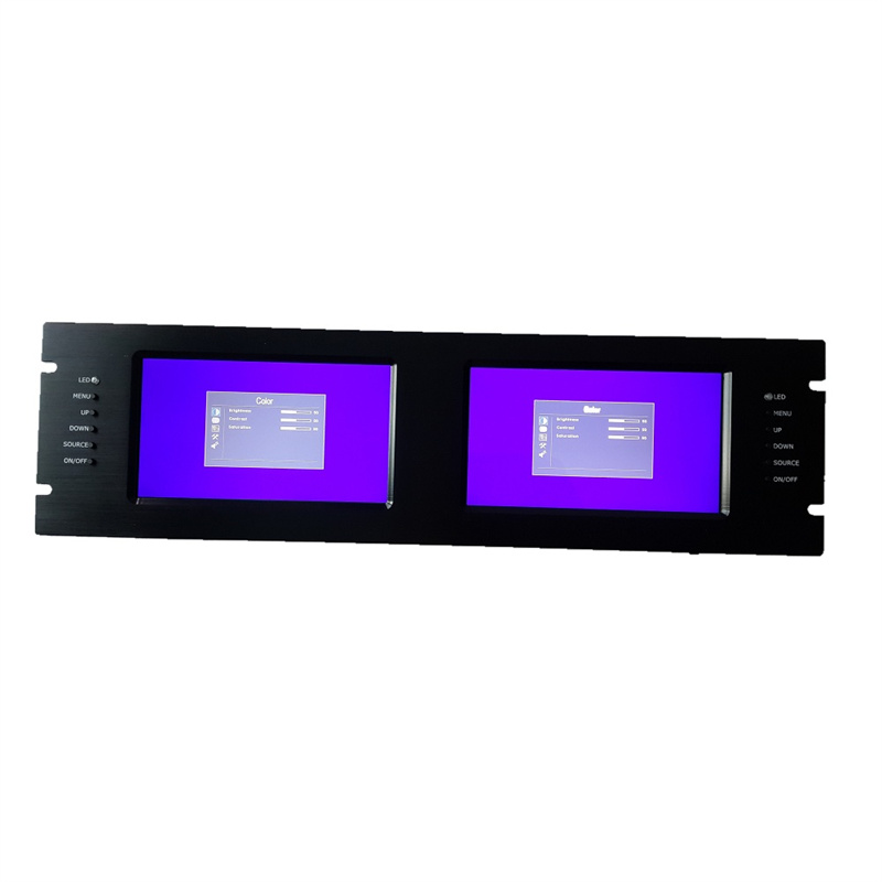 2*7" LCD 3U Rack Mount Industrial Monitor