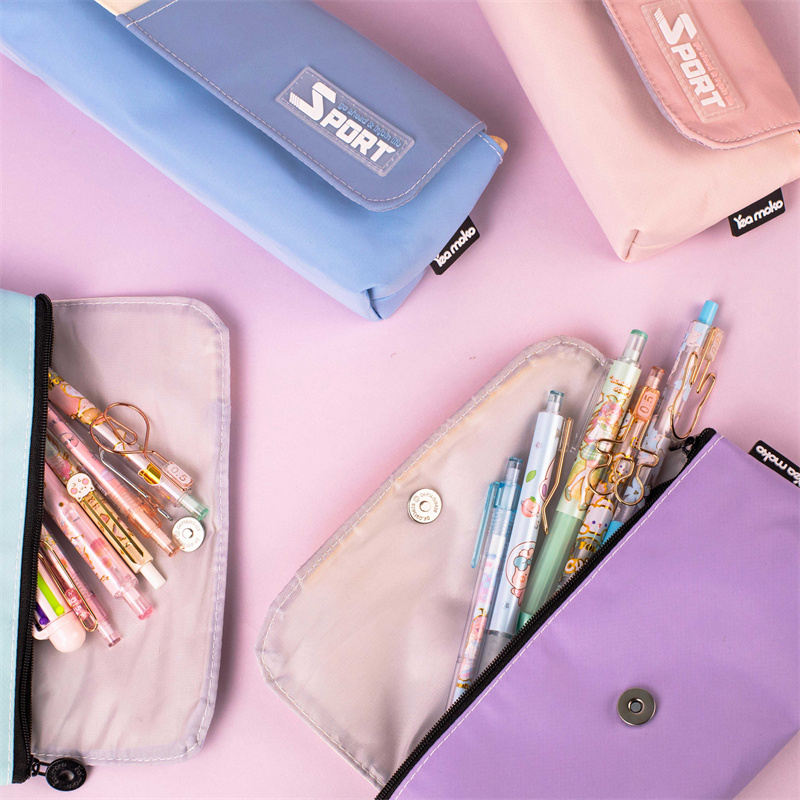Big Capacity Rolled-Up Colorful Cosmetic Pen Bag For School
