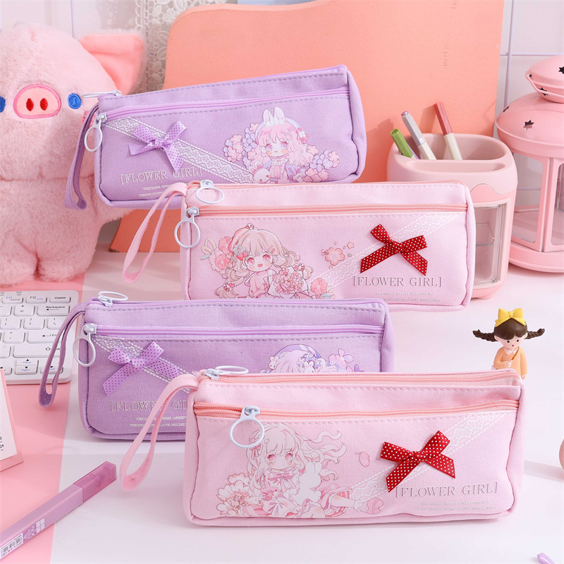 Lovely Double Layer Hand Lifting Multifunction Pencil Bag