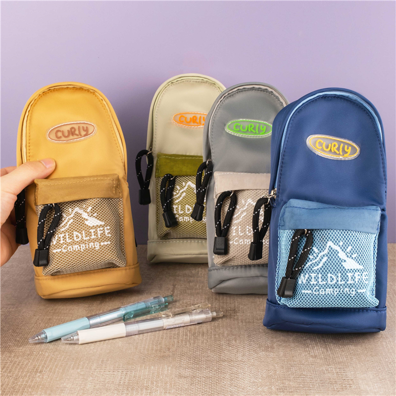 MK-7699 Schoolbag Pen Bag Pencil Bag Makeup Pocket Cute Canvas Wallet Stationery Pocket