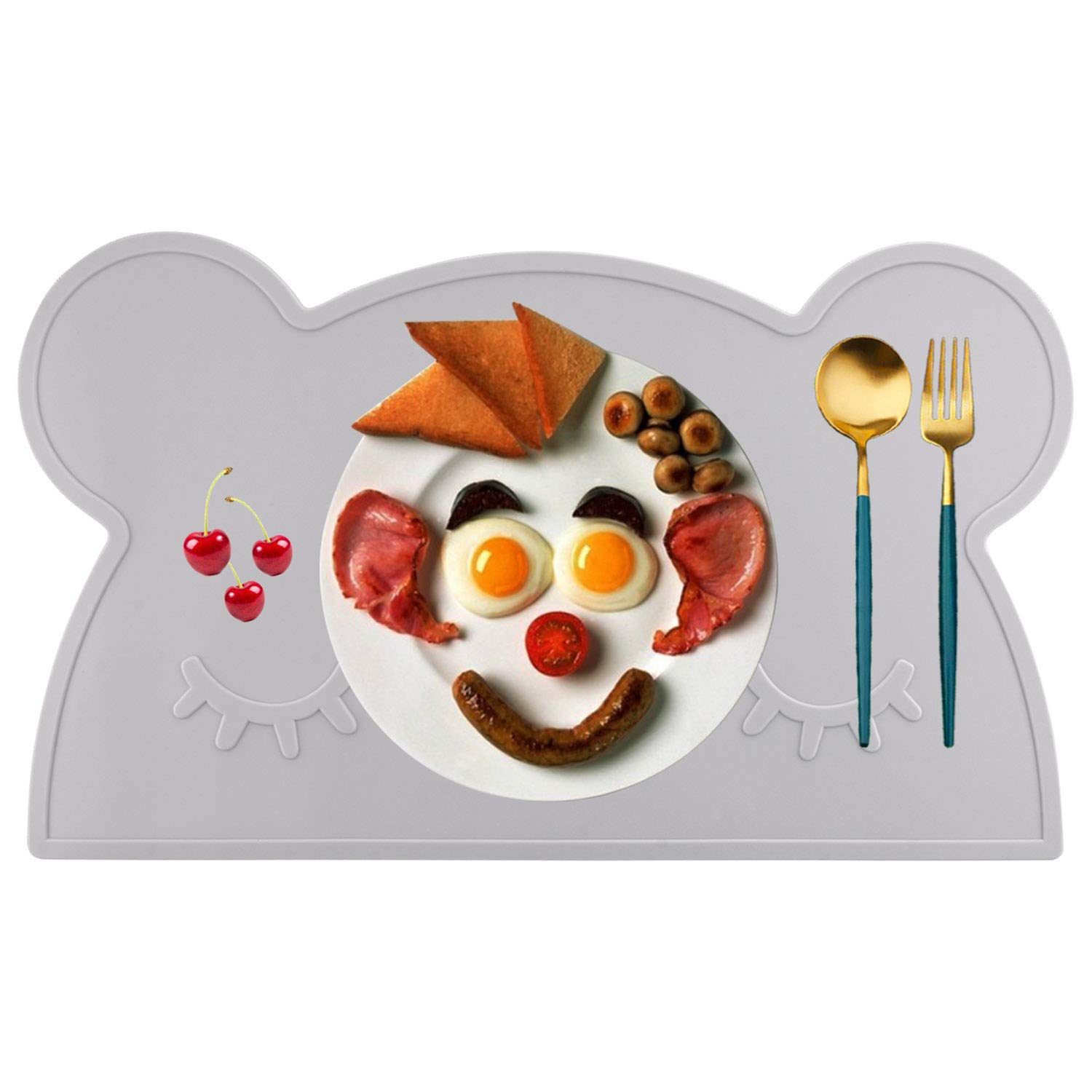 Color bear shape silicone baby placemat