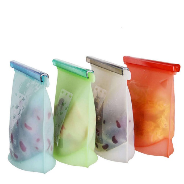 Zip top reusable silicone food storage bags