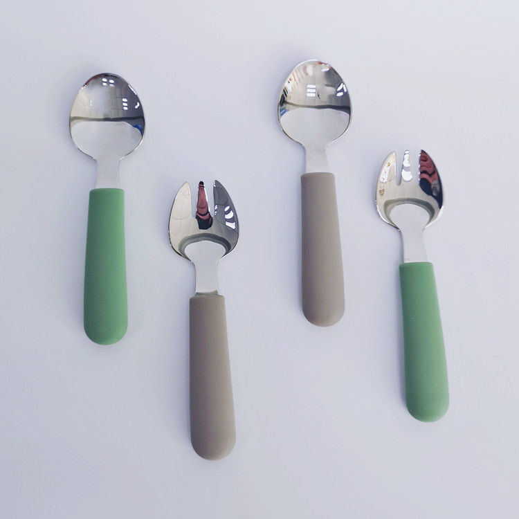 Long handle silicone spoon and fork set