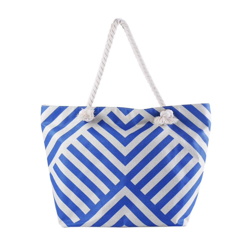 Trust-U Trendy Blue Geometric Beach Travel Tote Bag - Toy Storage, Handheld Shoulder Bag, Versatile Fashionable Women's Carryall