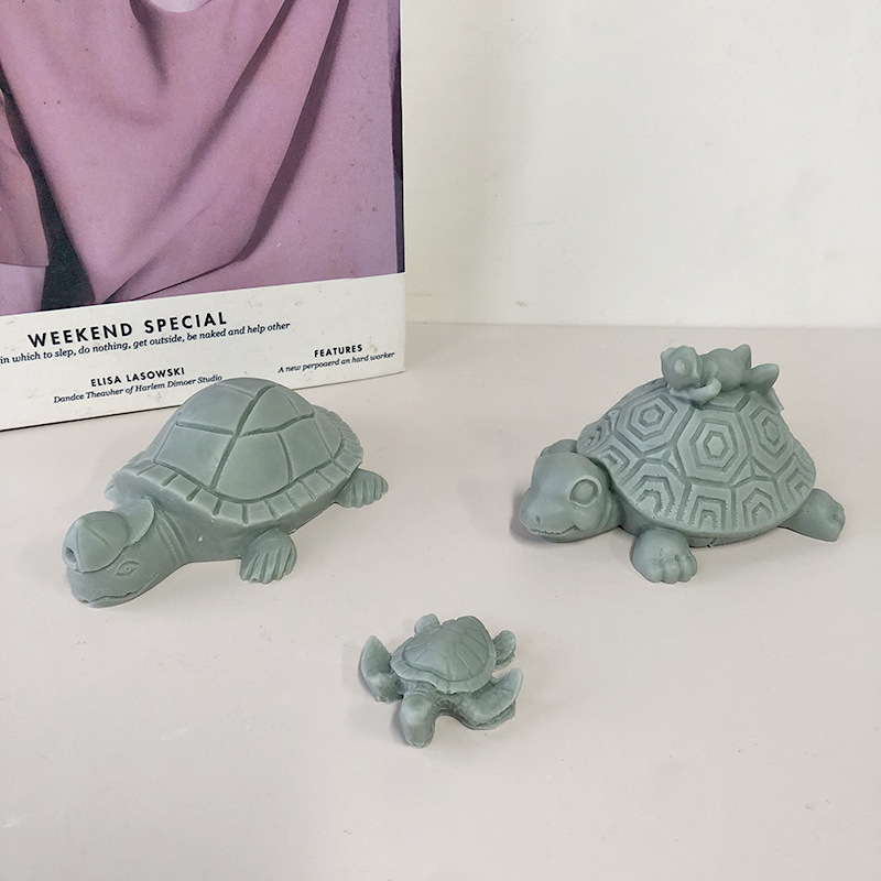 J6-117 Home Decor 3D Small Turtle Candle Mould DIY Animals Art Statue Turtle Candle Silicone Mold