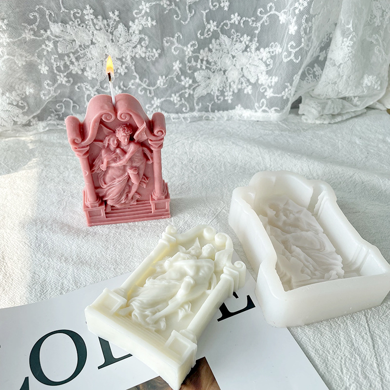 J1161 New DIY Aromatherapy Plaster Resin Crafts Romantic Couple Silicone Mold Arch Angel Love Messenger Candle Mould