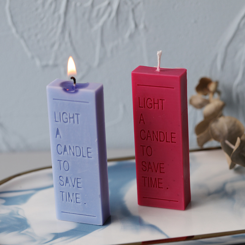 J114 Wholesale Handmade DIY Making Cube Decorative Art Simple Cold Tone Style Aromatherapy Long Letters Candle Silicone Mould