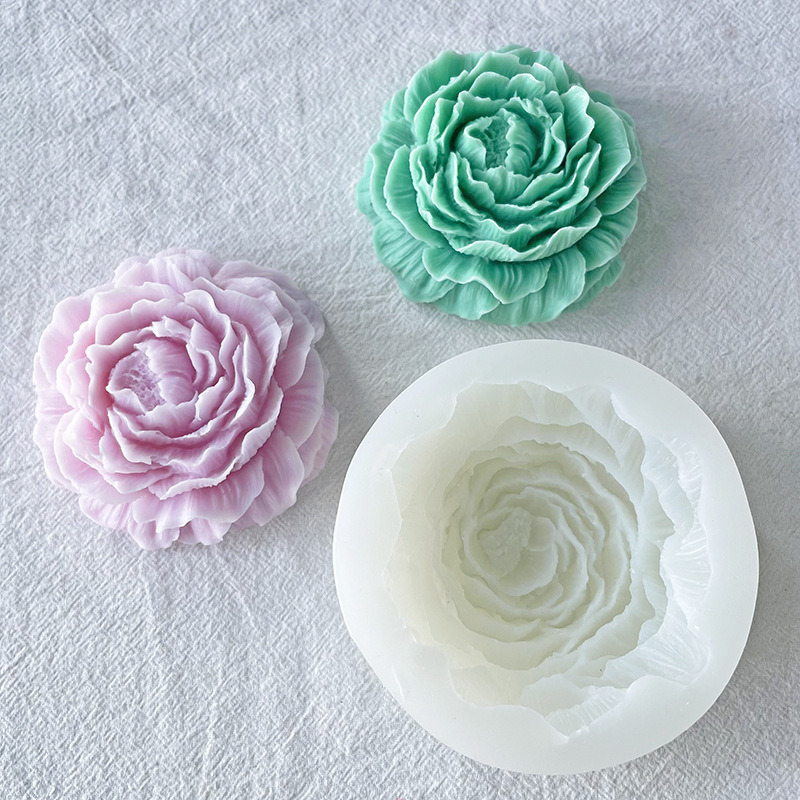 J6-79 Handmade Cake Decorating 3D Flower Silicone Soap Mold Candle Mold DIY Peony Silicone Candle Mold