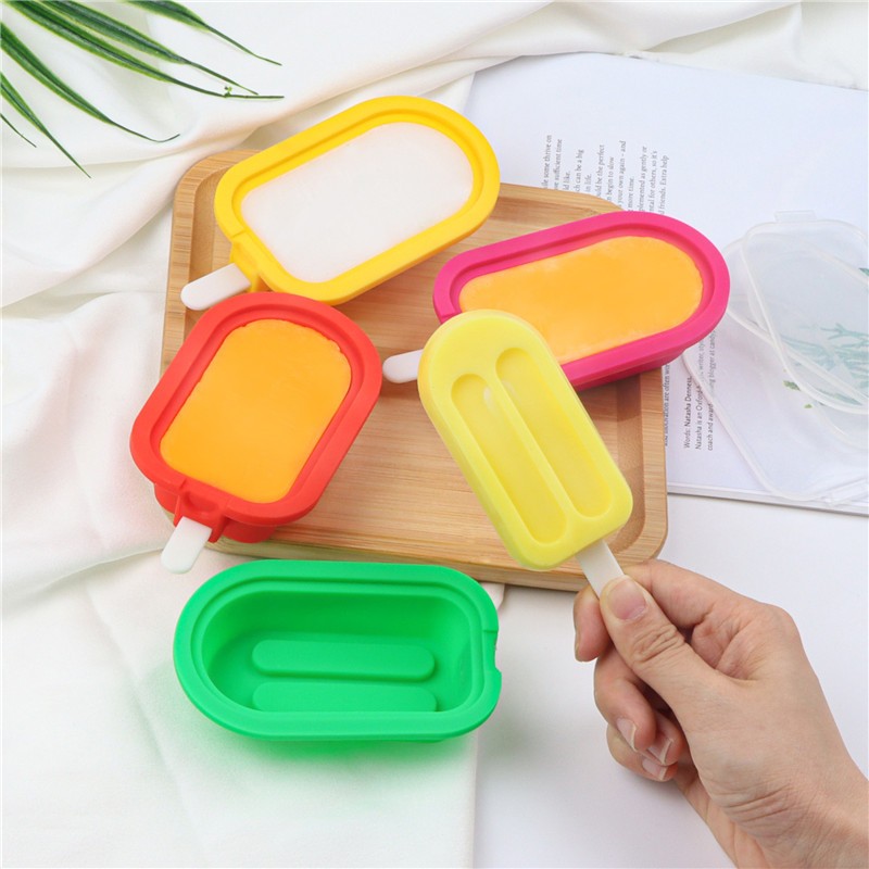 Silicone Ice Cream Mould Single Cavity 65ml Ice Cube Mold with Cover DIY Summer Ice Lolly Mould