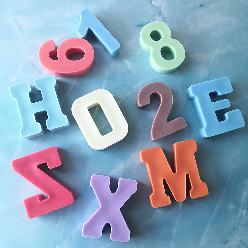 J1159 Home Decoration Candle Soap Cake 26 English Letters Epoxy Resin Mold Large Size  A To Z Alphabet Silicone Mold