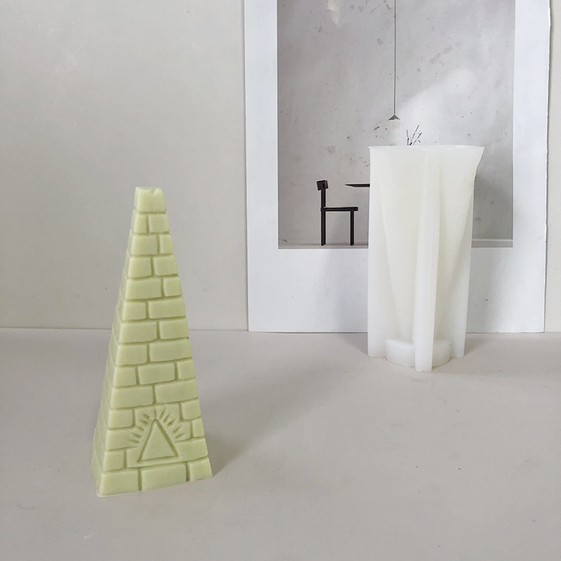 J6-1  DIY Soap Candle Gypsum Aromatherapy Mouldings Cake Tools Resin Crafts  Triangular Tower Silicone Mold